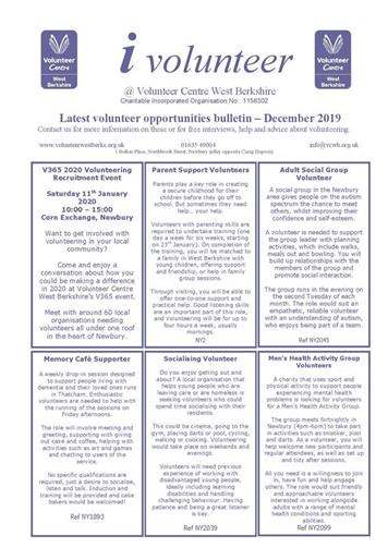  - Volunteer Centre West Berkshire December Bulletin
